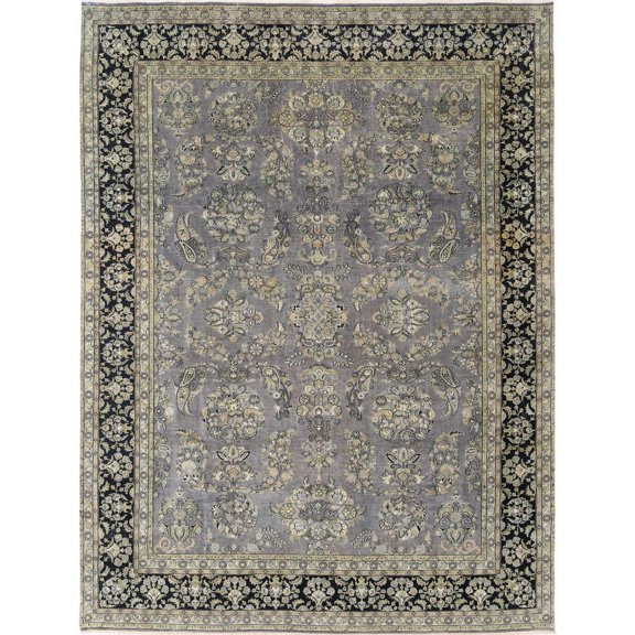 Hand Knotted Traditional Sarouk Wool Rug - 8'8'' x 11'6''
