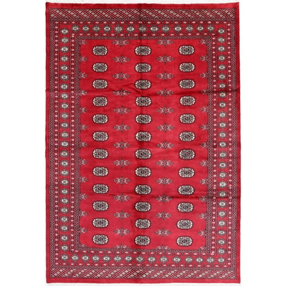 Hand Knotted Tribal Bokhara Wool Rug - 6'1'' x 8'11''