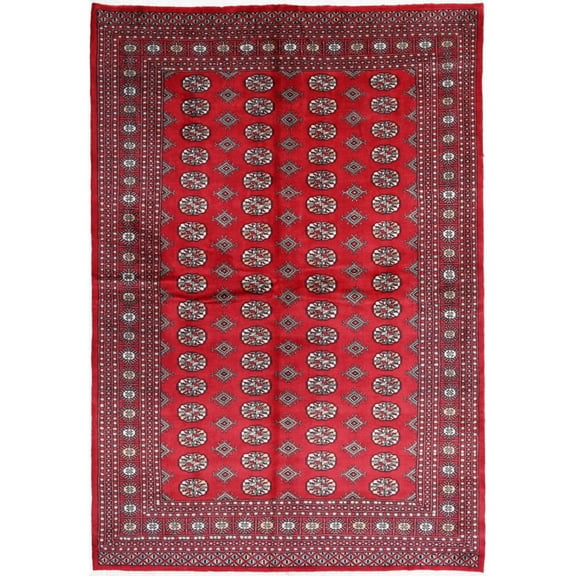 Hand Knotted Tribal Bokhara Wool Rug - 6'1'' x 8'9''