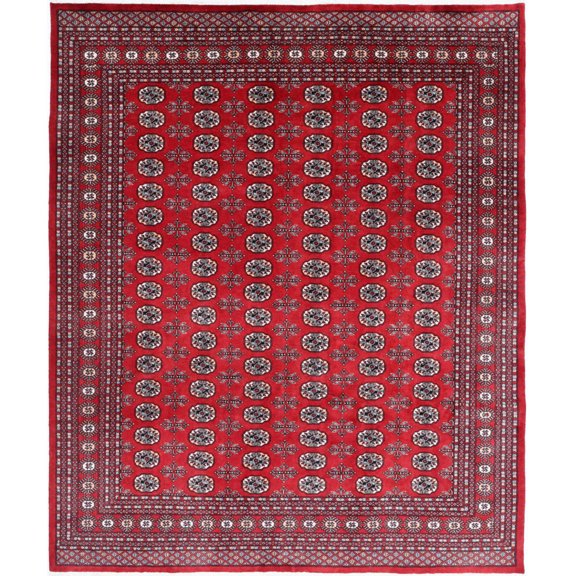 Hand Knotted Tribal Bokhara Wool Rug - 8'1'' x 9'9''
