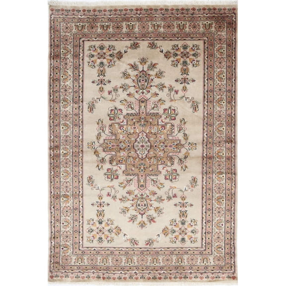 Hand Knotted Tribal Jaldar Fine Wool  Silk Rug - 4'6'' x 6'8''