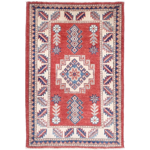 Hand Knotted Tribal Kazak Wool Rug - 2'2'' x 3'4''