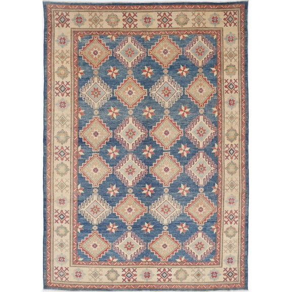Hand Knotted Tribal Kazak Wool Rug - 9'11'' x 14'3''