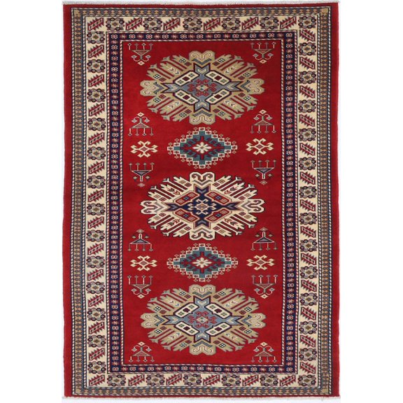 Hand Knotted Tribal Shirvan Wool Rug - 3'2'' x 4'7''