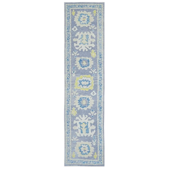 Hand Knotted Turkish Oushak Wool Rug - 3'1'' x 12'8''