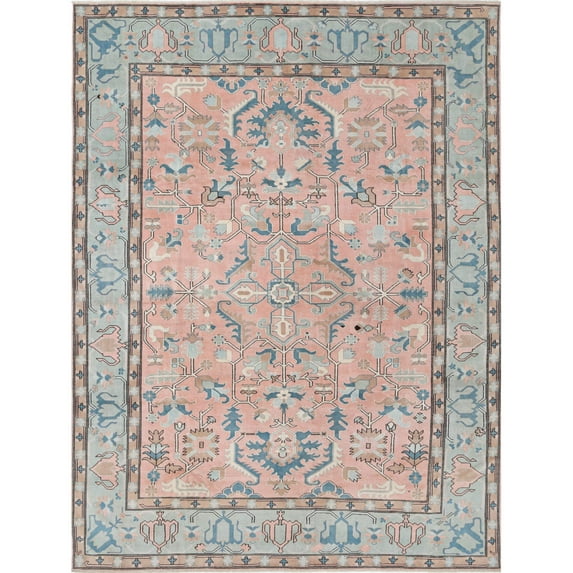 Hand Knotted Vintage Turkish Milas Wool Rug - 8'9'' x 11'6''