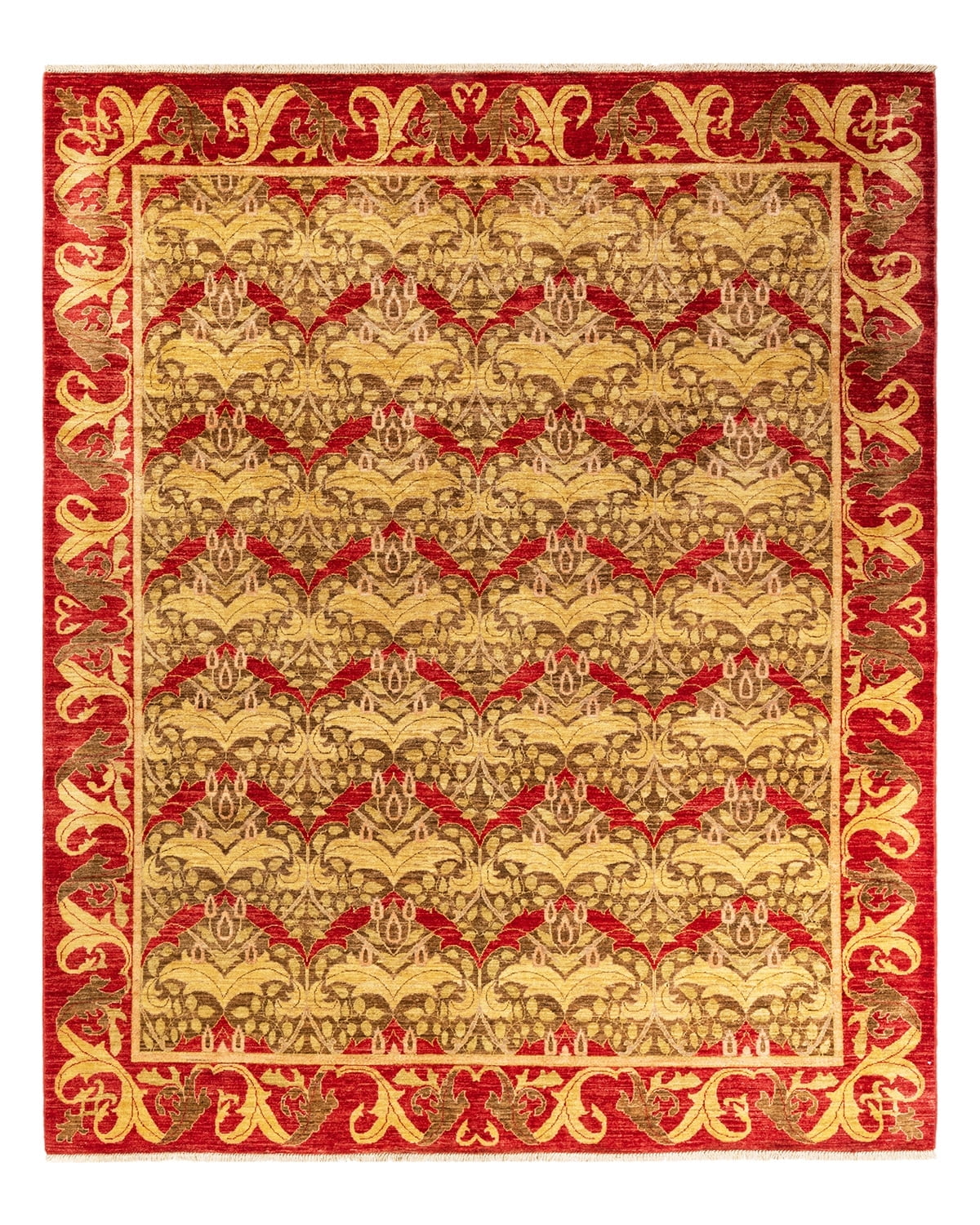 Vibrant Abstract Multicolor Hand-Knotted Wool Area Rug 8' x 10'
