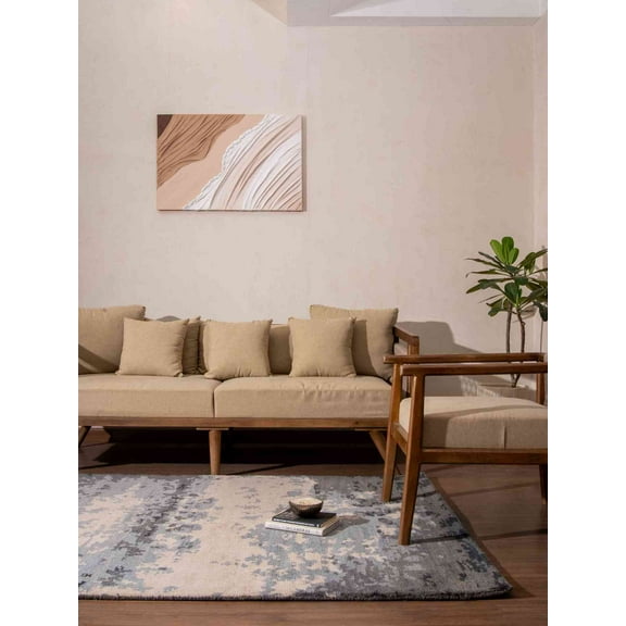 Hand Knotted Wool Abstract Modern Area Rugs - 5'X8', Rectangle Shape, Multicolor Color, Classic Traditional Design, Low Pile Handmade Area Rugs For Living Room, Bed Room (N00805)