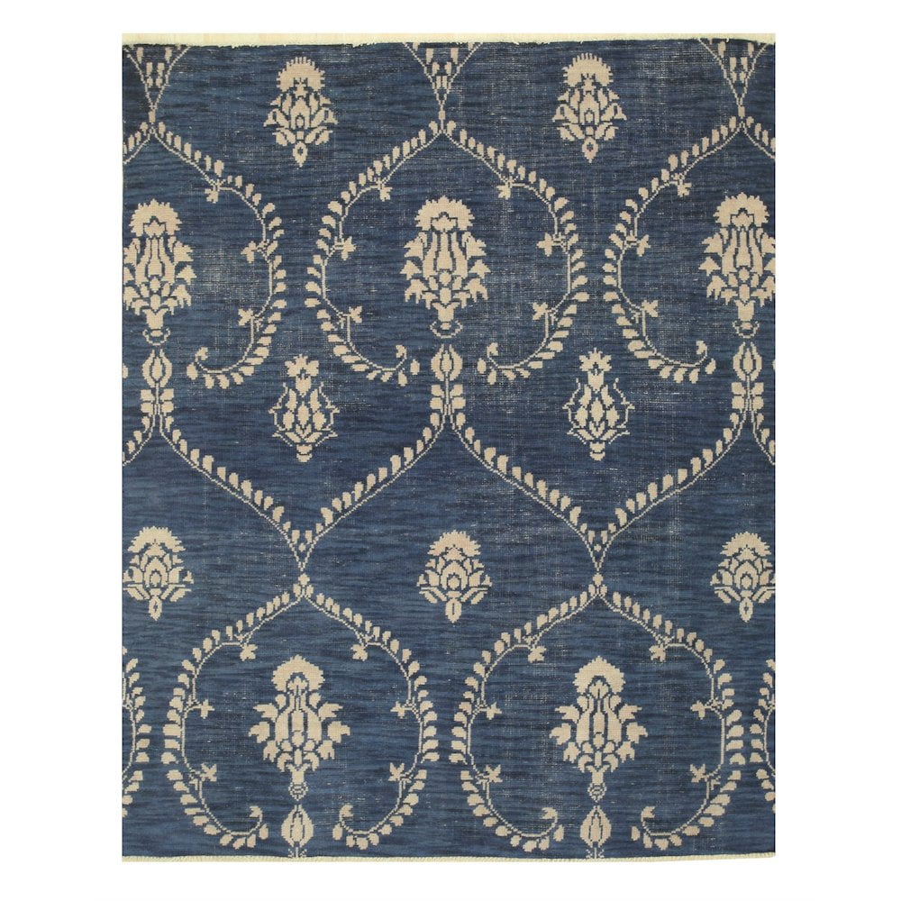Hand-Knotted Blue Wool Traditional 8' x 10' Rug