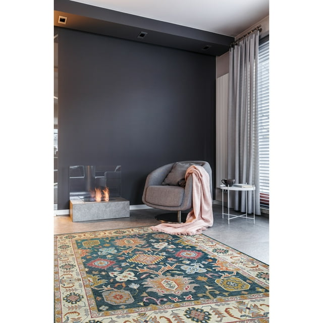 EORC Charcoal Traditional Classic Colorful Oushak Classic Area Rug