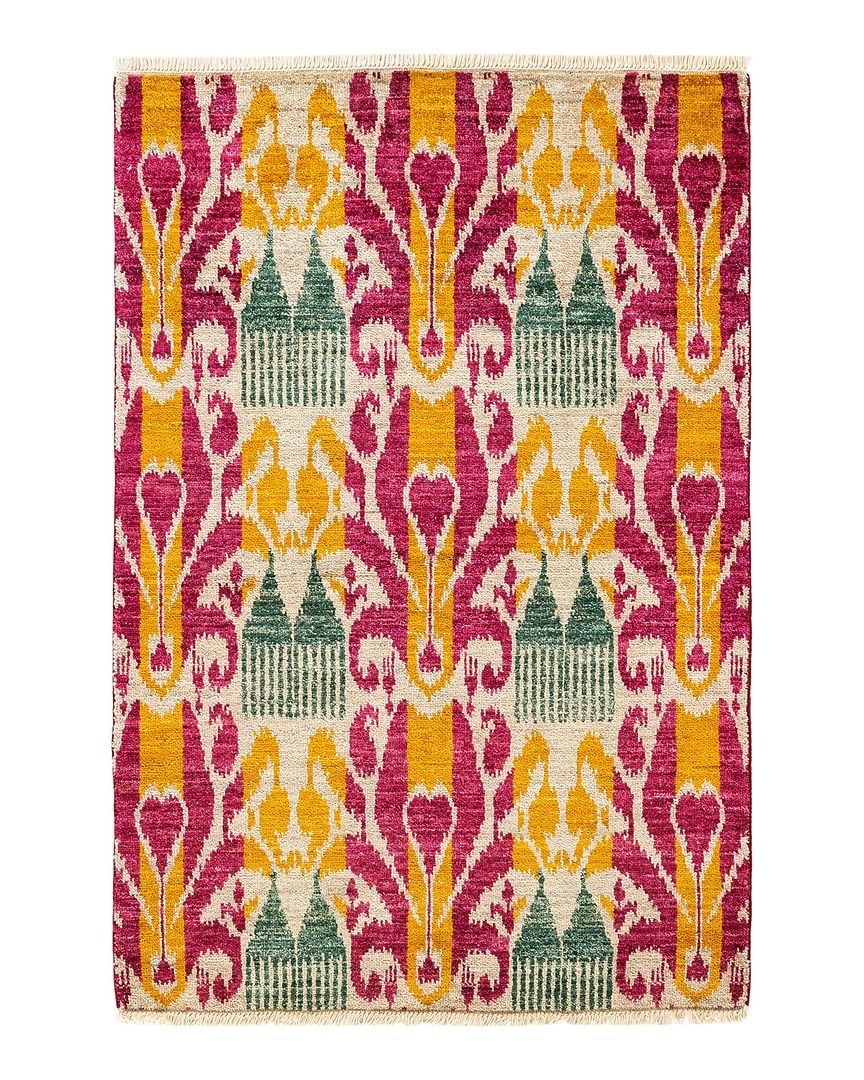 Ivory Elegance Hand-Knotted Wool Rectangular Area Rug, 4' x 6'