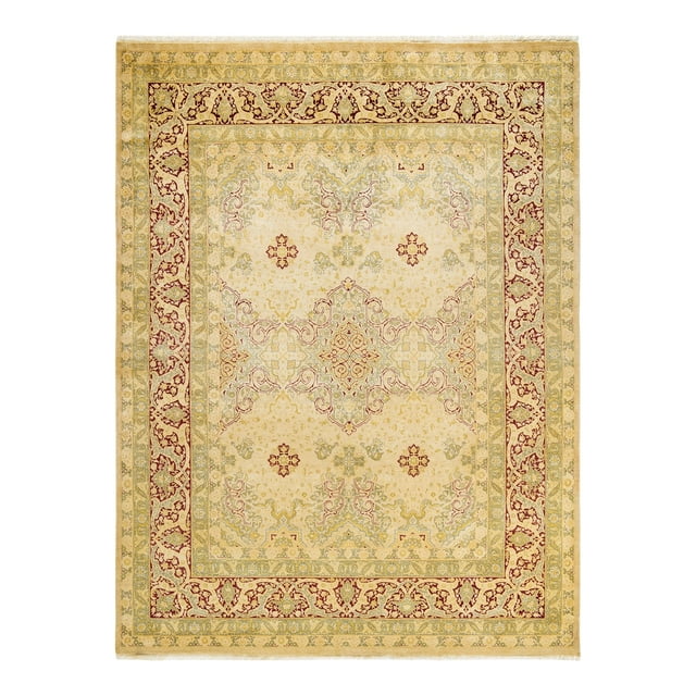 Hand-Knotted Wool Oriental Traditional Ivory Area Rug 7' 10" x 10' 7"