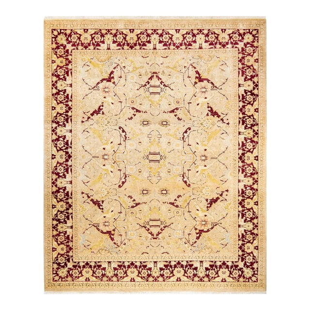 Hand-Knotted Wool Oriental Traditional Yellow Area Rug 8' 3" x 10' 1"