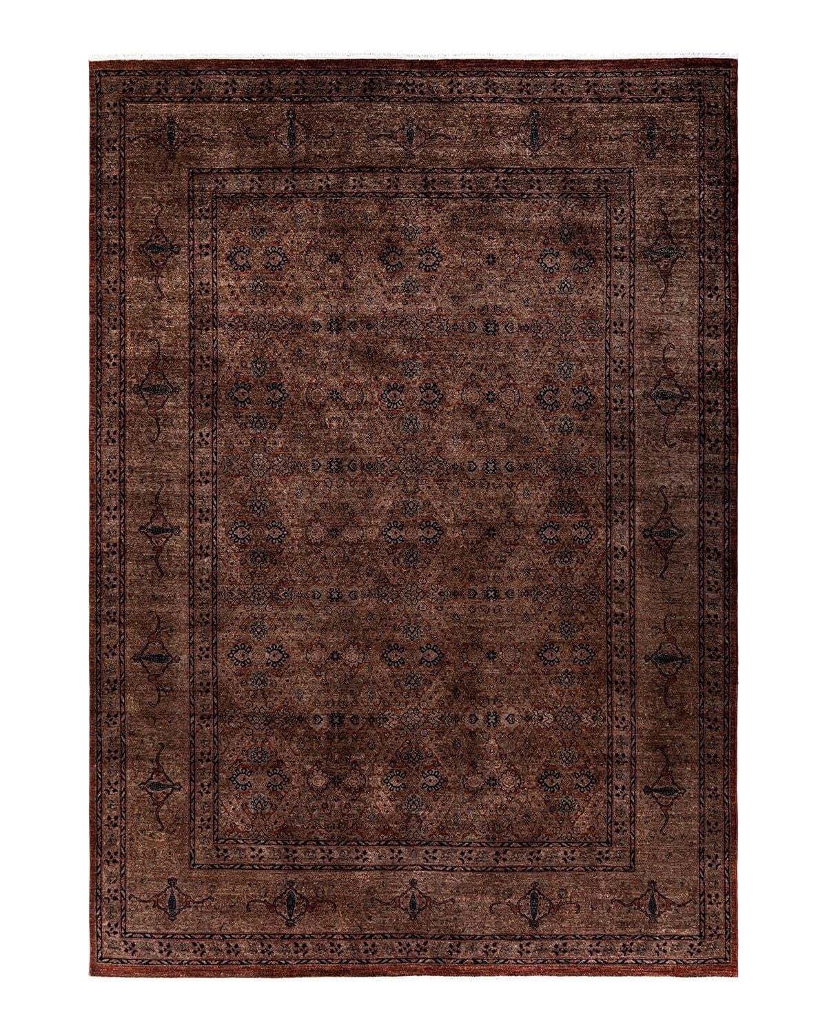 Hand-Knotted Wool Overdyed Contemporary Brown Area Rug 8' 3" x 11' 6"