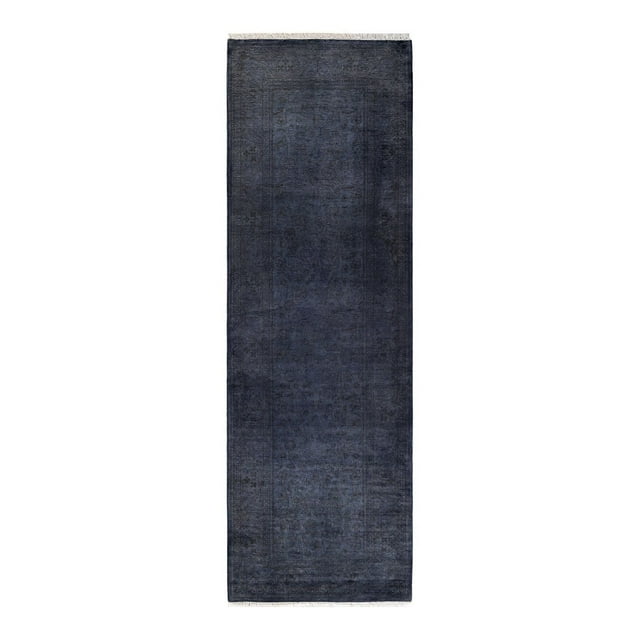Hand-Knotted Wool Overdyed Contemporary Gray Area Rug 2' 7" x 8' 1"