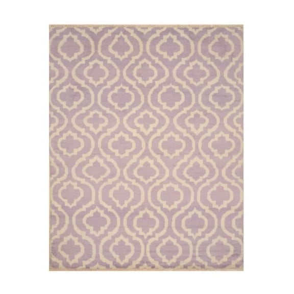 Hand-Knotted Wool Rug - Purple - 9' x 12' - Contemporary Trellis Design