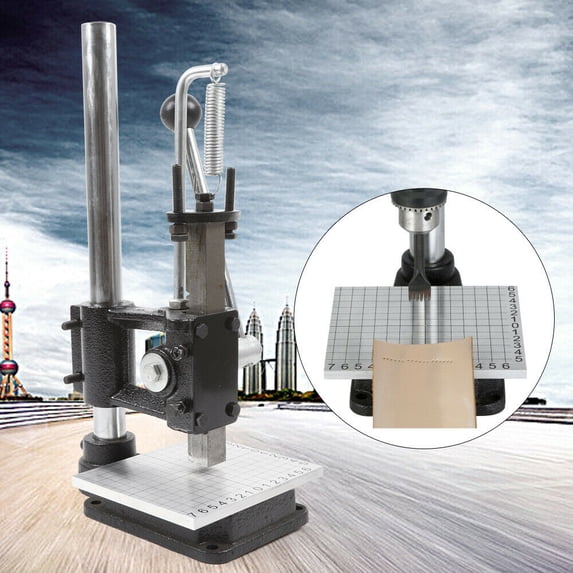 Hand Leather Imprinting Machine Embossing Stamp Press Machine Leather Hole Punching Bronzing Tool with PP Plate and Scale Aluminum Plate