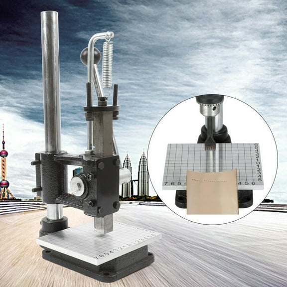 Hand Leather Imprinting Machine Embossing Stamp Press Machine Leather Hole Punching Bronzing Tool with PP Plate and Scale Aluminum Plate