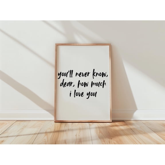 Hand Lettered Love Quote Minimalist Black White Brush Script Decor, Unframed Poster
