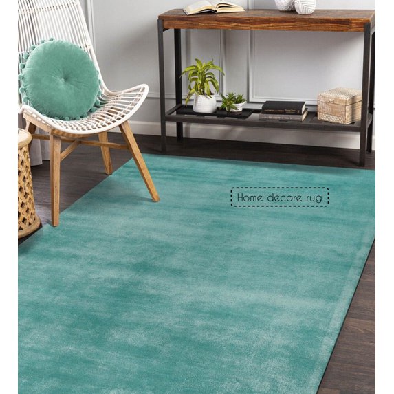 Loomed Viscose rugs for living room Vintage Turquoise Silk Area Rug Prince Carpet Palace Handmade rug (6'x9', 8'x10', 8'x11', 9'x12', 9'x13', 10'x14', 11'x15', 12'x15')