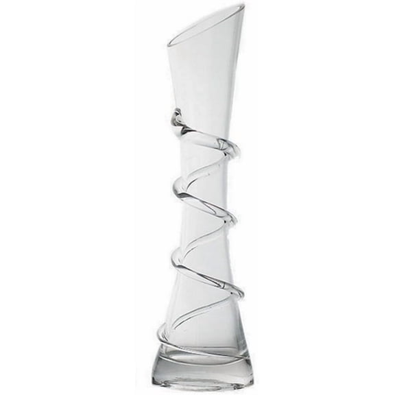 Hand-Made Blown Art Bud Glass Vase, Clear Glass, Oblong Shape, Modern Style, Thread Pattern, Stemless, Perfect for Home Decorations