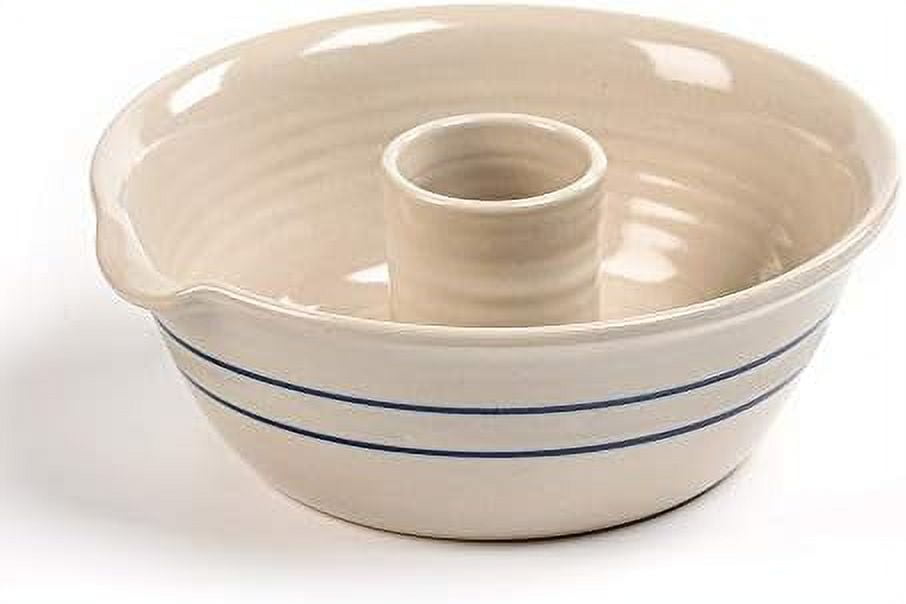 Hand Made Blue Stripe Stoneware Chicken Cooker