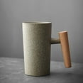 thumbnail image 1 of Hand Made Ceramic Coffee Mug with Wooden Handle, Retro Stoneware 220ml Capacity, Microwave Dishwasher Safe for Office Home Gift Unique Design, 1 of 2