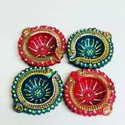 Hand Made Clay Diyas for Diwali, Pooja (Set of 4)