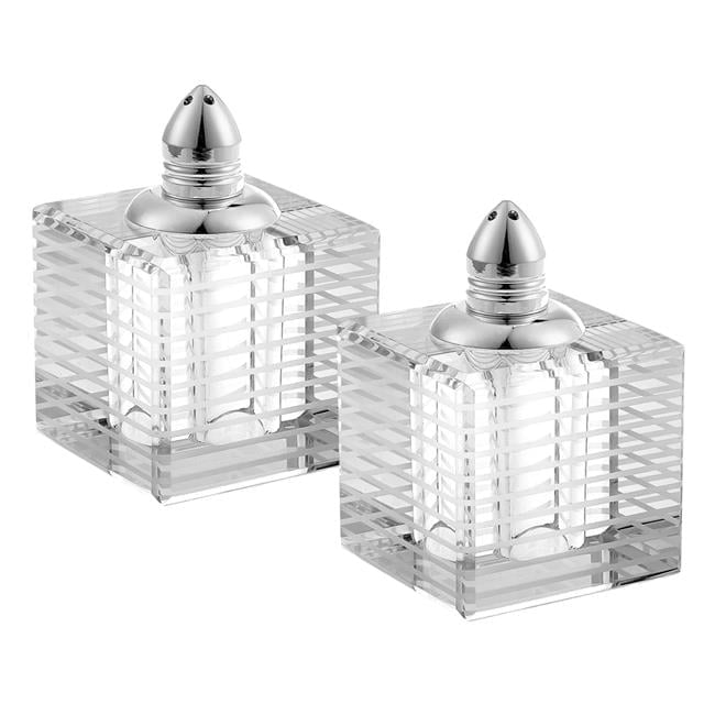 Hand Made Crystal Silver Pair Of Salt And Pepper Shakers Hand Made Crystal Silver Pair Of Salt And Pepper Shakers