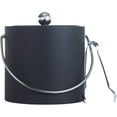 thumbnail image 1 of Hand Made In USA Dark Gray Double Walled 3-Quart Insulated Ice Bucket With Ice Tongs (Leatherette Collection), 1 of 8