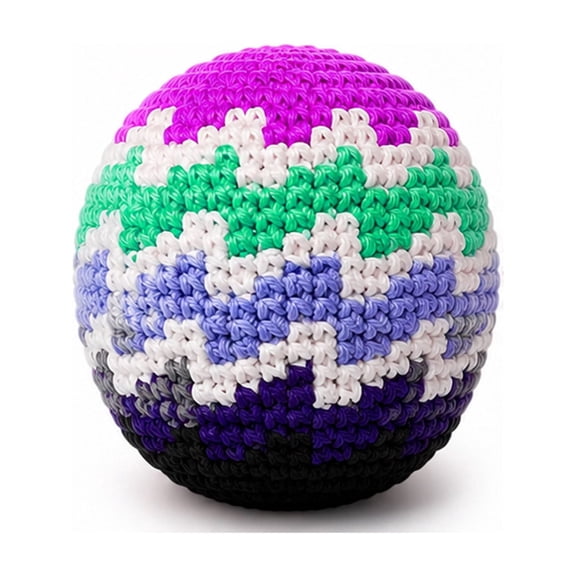 Hand-Made Knitted Footbag Sack Multicolor Wave Pattern Hacky Balls Gradient Crochet Sack Durable Juggling Balls for Beginners and Adults