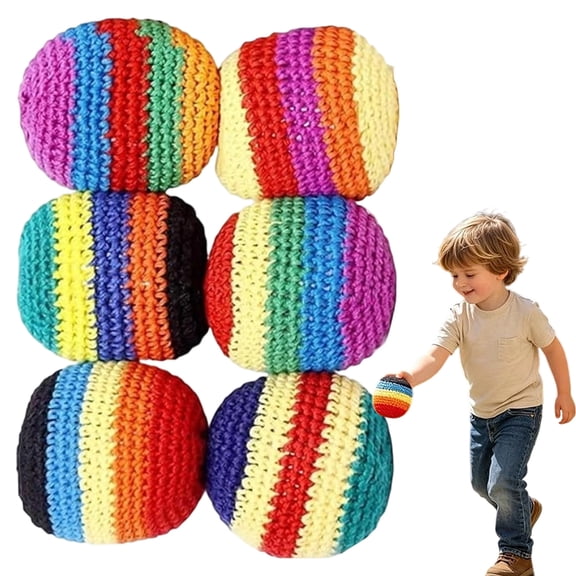 Hand-Made Knitted Footbag Sack, Professional Epic Dirt Bag Hackey Sacks, Colored Geometric Pattern Juggling Balls - Durable Outdoor Game for Adults & Kids