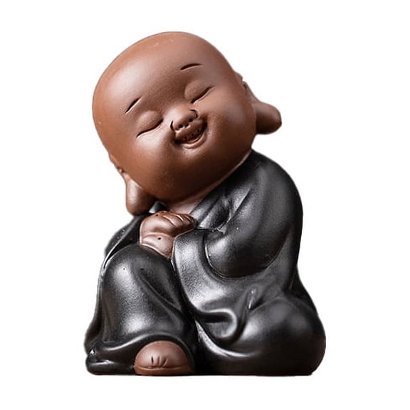 Hand-Made Little Monk Tea Pet Statue Kung Fu Tea Tray Decor Tea Lover's Gift Home Office Desk Feng Shui Ornament，B