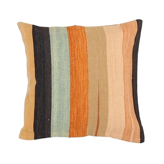 Hand Made Modern Stripe Wool Cotton Pillow - 1'4'' x 1'4''