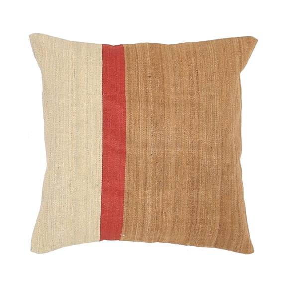 Hand Made Modern Stripe Wool Cotton Pillow - 2'2'' x 2'2''