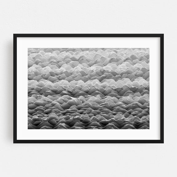 Hand Made Paper Edges - Photography Abstract Black and White Geometric Pattern Minimalist Modern Art Waves Black Framed Wall Art Print 5 x 7 inches