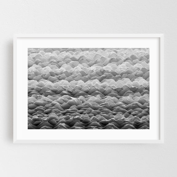 Hand Made Paper Edges - Photography Abstract Black and White Geometric Pattern Minimalist Modern Art Waves White Framed Wall Art Print 5 x 7 inches