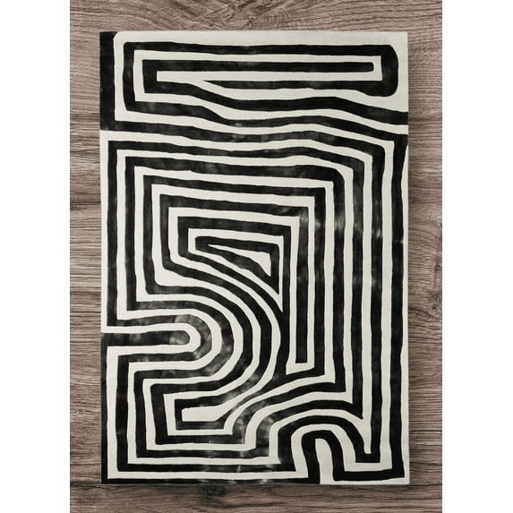 Hand Made Psychedelic Labyrinth Rug, Wool Rug,feet Regular 6*9 And Custom Sizes Available