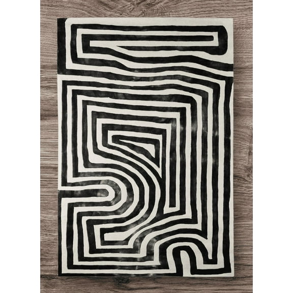 Hand Made Psychedelic Labyrinth Rug, Wool Rug,feet Regular 6*9 And Custom Sizes Available