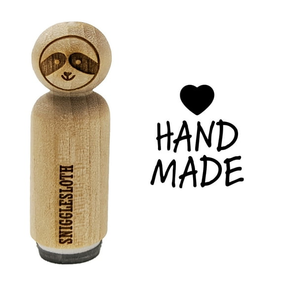 Hand Made Stacked with Heart Rubber Stamp for Scrapbooking Crafting Stamping - Medium 1 Inch