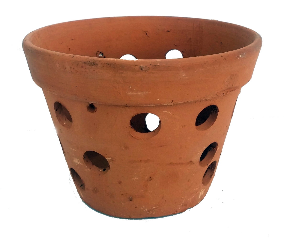 Hand Made Terracotta Clay Orchid Pot 7.5" x 5"
