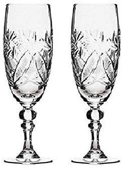Hand Made Vintage Crystal Champagne Flute Glasses, Wedding Toasting Flutes, Set of 2
