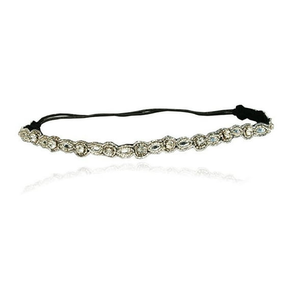 Hand Made Wedding Bridal Crystal Headband#75 with Adjustable Strap. Style Guide Included.