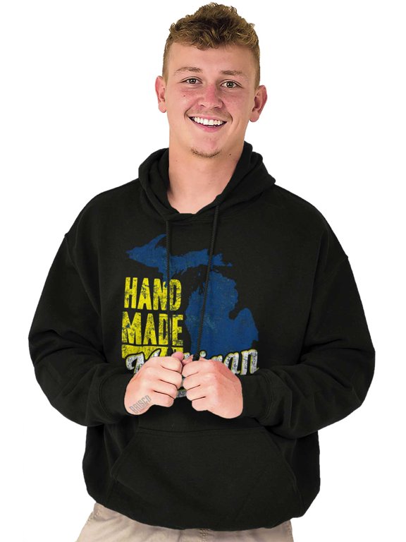 Hand Made in Michigan Funny Mitten Hoodie Sweatshirt Women Men Brisco Brands M
