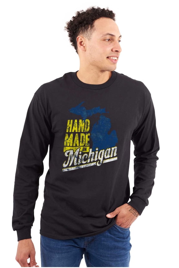 Hand Made in Michigan Funny Mitten Long Sleeve TShirt Men Women Brisco Brands X