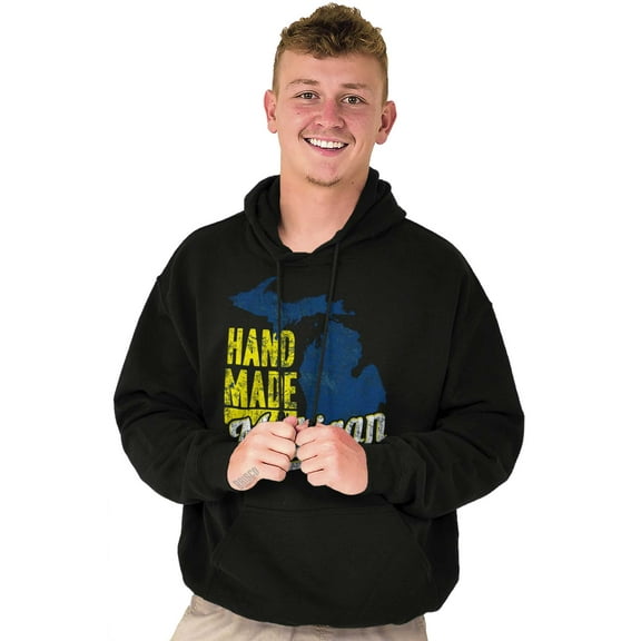 Hand Made in Michigan Funny Mitten Unisex Plus Fleece Graphic Hoodie Brisco Brands 3X
