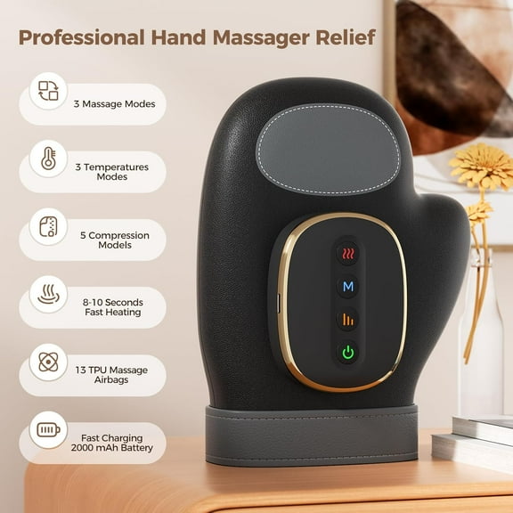 Hand Massager with Heat Compression , 3 Massage 4 Temperatures 5 Compression Pain Relief Glove, Arthritis & Wrist Carpal Tunnel Neuropathy Circulation, Gifts for Men/Women