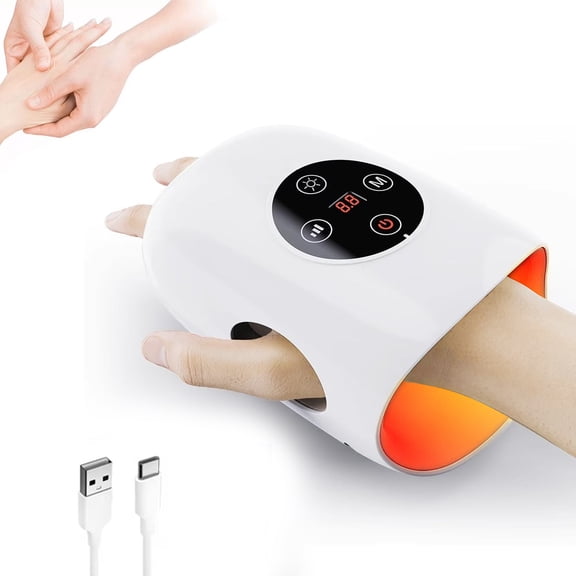 Hand Massager with Heat and Compression, Cordless Hand Massager for Arthritis and Carpal Tunnel, Finger and Palm Massage Machine for Pain Relief, Relaxation at Home, Office