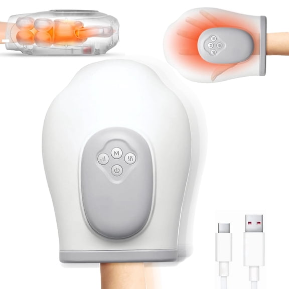 Hand Massager with Heat and Compression, Portable Hand Massager with 3 Massage Modes for Arthritis, Wrist & Carpal Tunnel Relief, Electric Hand Massager for Finger, Wrist, Palm and Lower Forearm