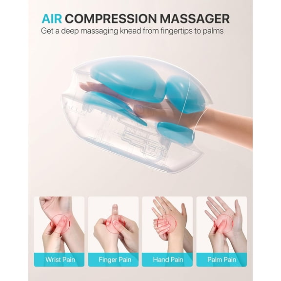 Hand Massager with Heat and Compression for Arthritis Relief, Cordless Electric Kneading Roller for Carpal Tunnel